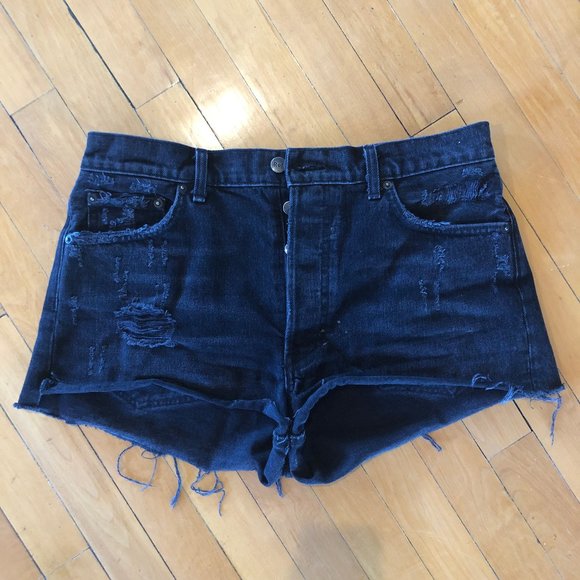 Reformation Black Jean Shorts - Picture 1 of 4